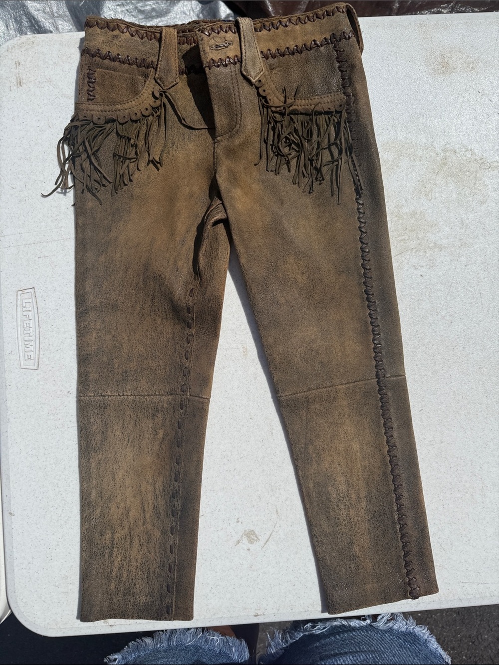 Ralph Lauren Brown Suede Fringe Kids Pants